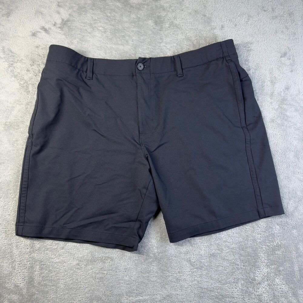 Under Armour Shorts Men's 40 Black Flat Front Shorts Outdoor Preppy Sports Nylon